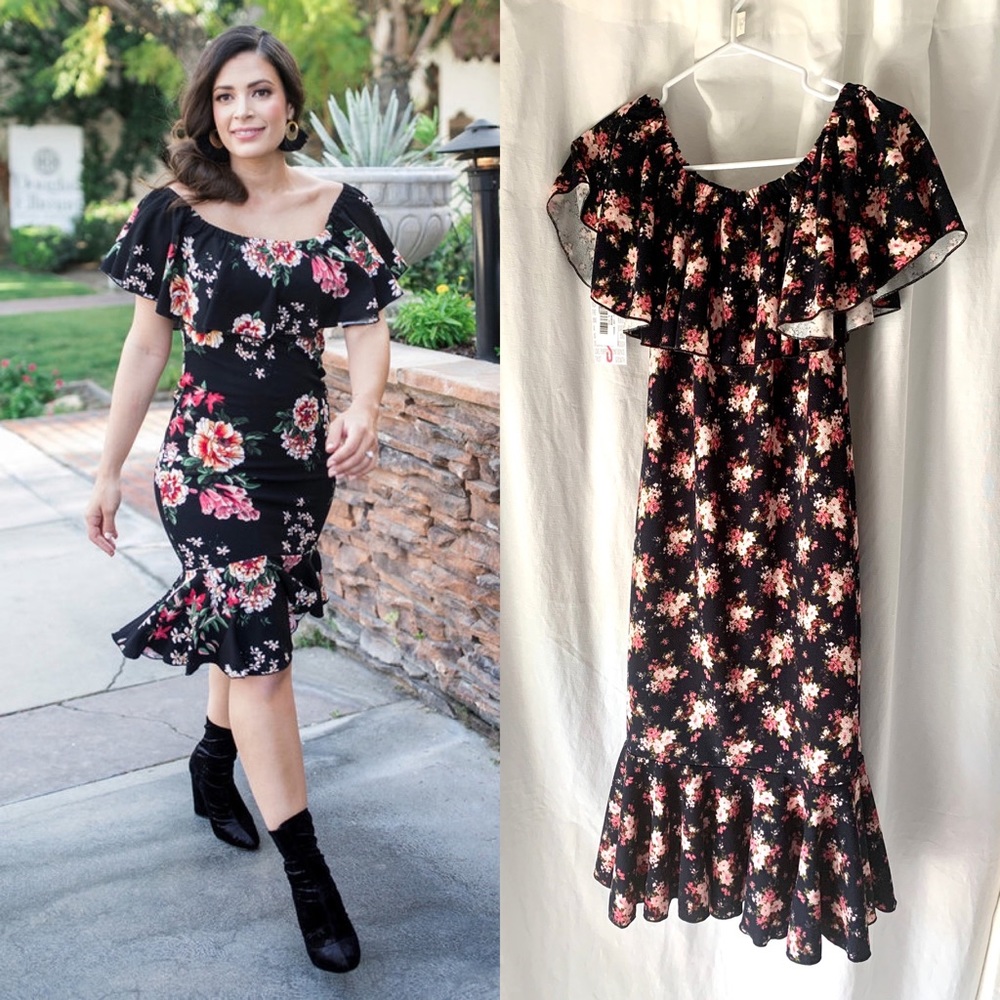 LuLaRoe NWT Cici Black Floral Dress Size S